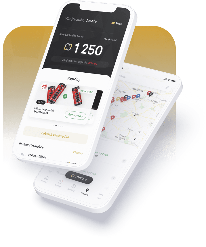Top Card app in smartphone